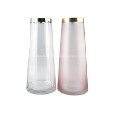 Clear &Pink Glass Vase With Gold Rim